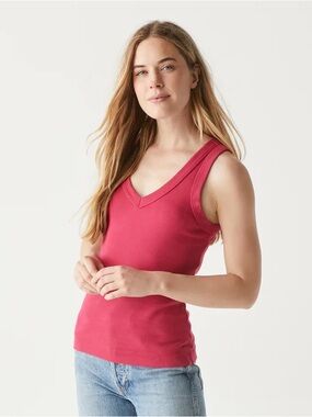 Michael Stars Maya V-Neck 100% Cotton Tank Top